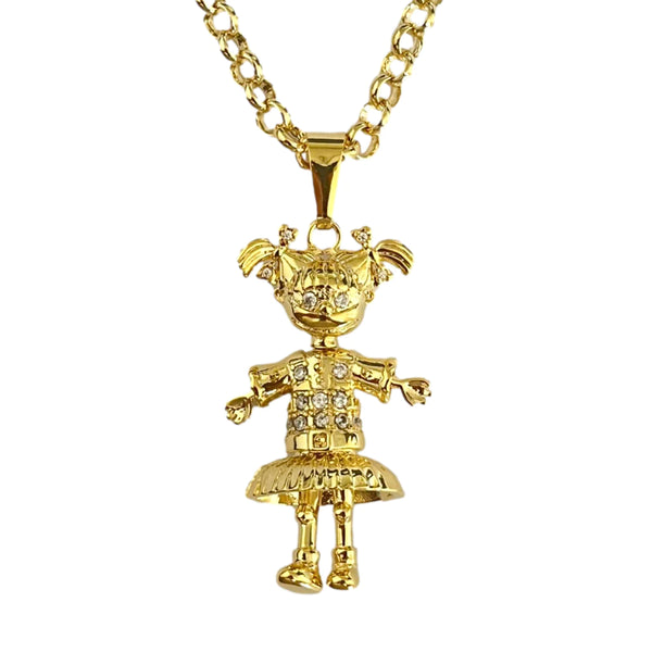 Naughty Girl Diamond Pendant / Curb Chain (Gold Filled)