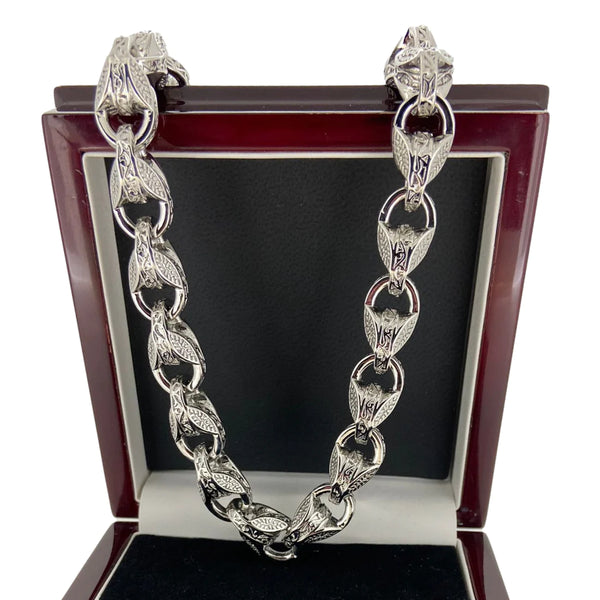 3D Tulip Chain - 27 Inch (White Gold Filled)