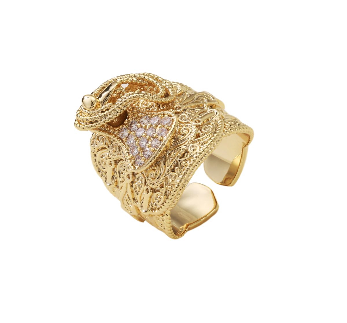 Diamond Saddle Ring Gold Filled Luccicante