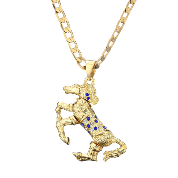 Horse Pendant With Blue Stones (Gold Filled)