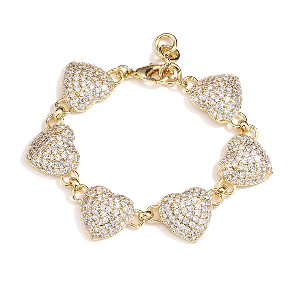 Chunky Heart Diamond Belcher Bracelet (Gold Filled)