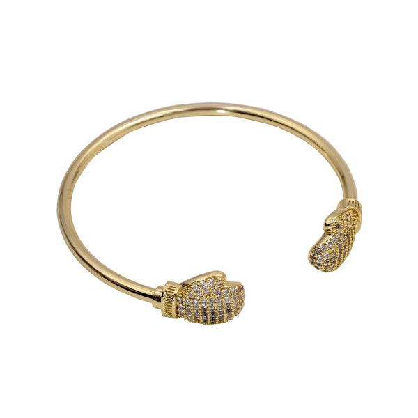 Boxing Glove Bangle With Diamonds (Gold Filled)