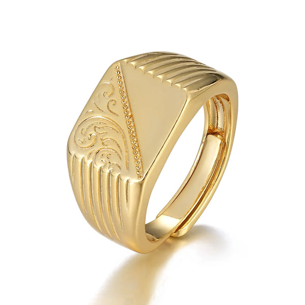 Engraved Square Signet Ring (Gold Filled)