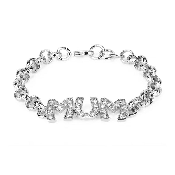 Mum Belcher Bracelet with Diamonds (Silver Filled)
