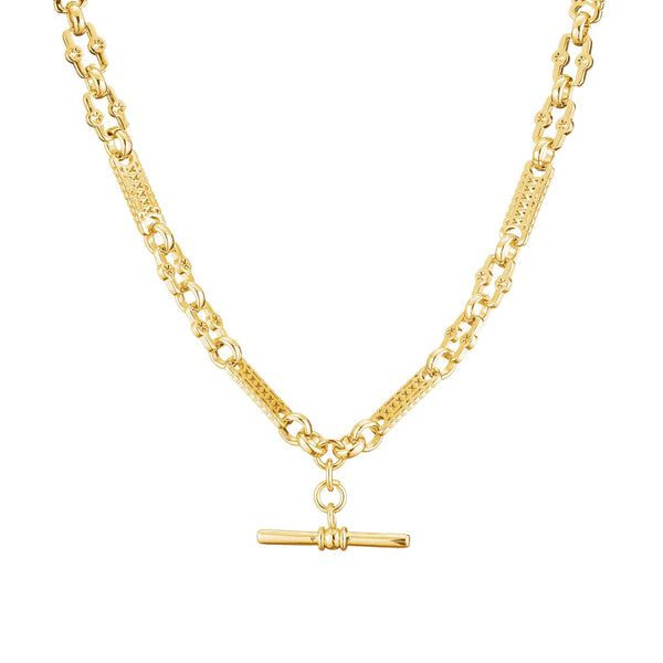 Stars and Bars Chain T-Bar Pendant - (Gold Filled)