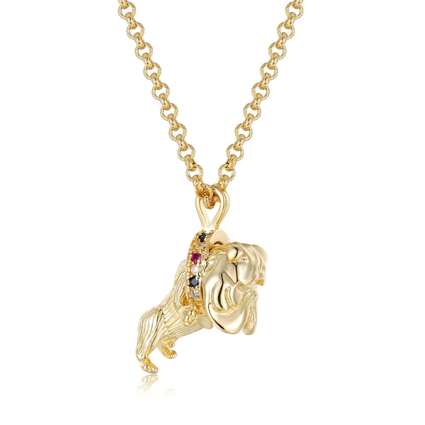 Bulldog Diamond Pendant / Belcher Chain (Gold Filled)