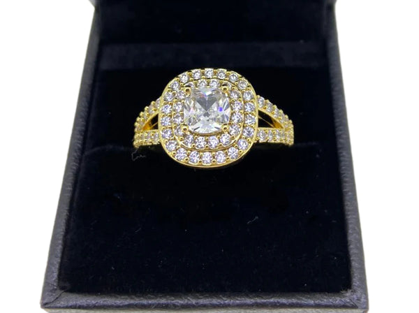 Diamond Dual Halo Ring (Gold Filled)
