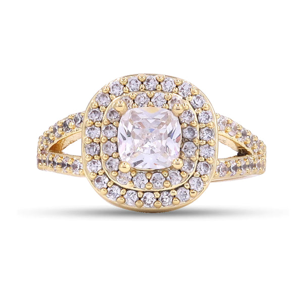 Diamond Dual Halo Ring (Gold Filled)