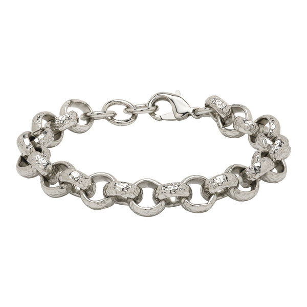 Patterned Belcher BRACELET 12MM (White Gold Filled)