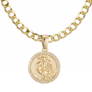 St Christopher Pendant with Diamonds (Gold Filled)