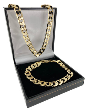 12MM Cuban Chain and Bracelet Set (Gold Filled)