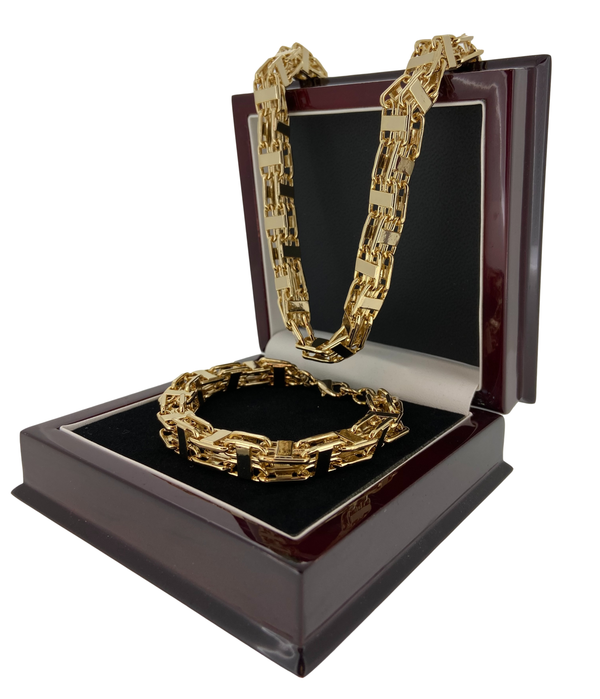 Italian Cage Chain and Bracelet Set (Gold Filled)