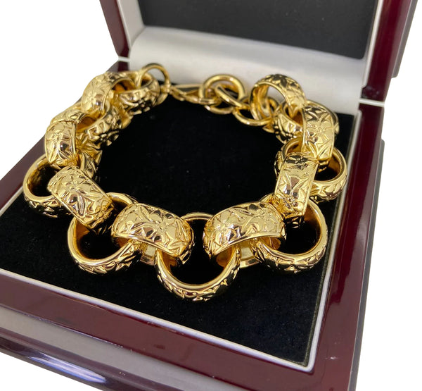 Gold Color Belcher Bolt ring Link Men Women Solid Bracelet Jewllery in  18-24cm Length - AliExpress