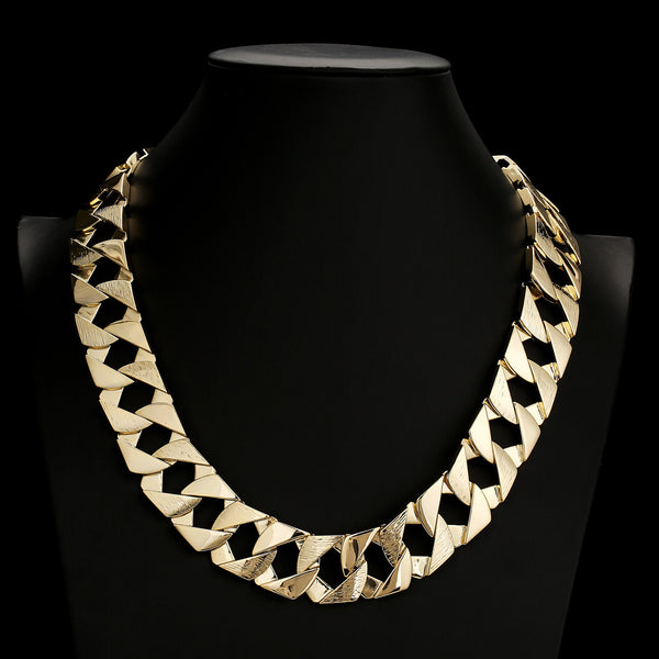 27MM Bark Cuban Chain and Bracelet (Gold Filled)