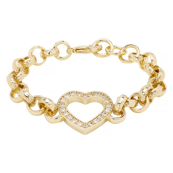 Heart Patterned Belcher Bracelet (Gold Filled)