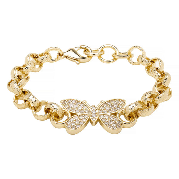 Butterfly Patterned Belcher Bracelet (Gold Filled)