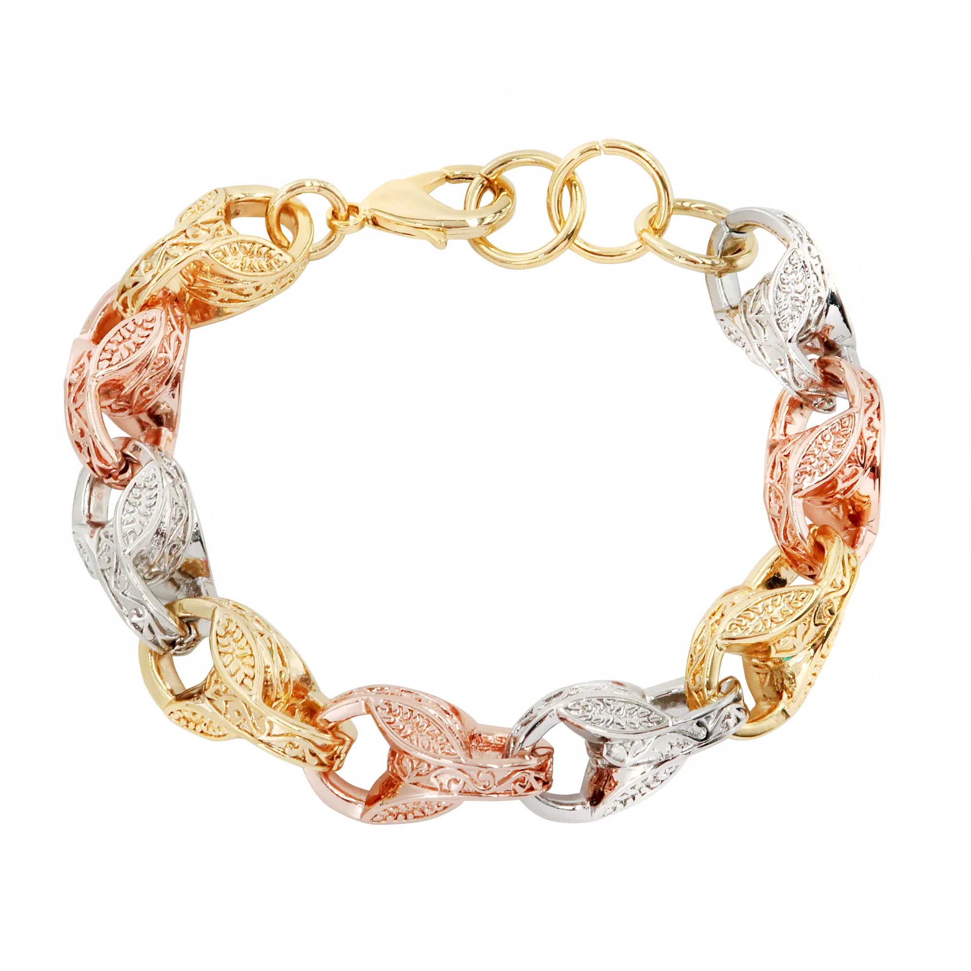 3D Tri Colour Tulip BRACELET Gold Filled Luccicante